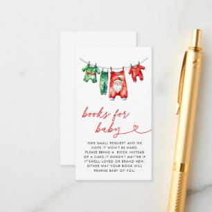 Red Christmas Santa Baby Shower Books for Baby Enclosure Card