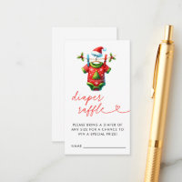 Red Christmas Santa Baby Shower Diaper Raffle