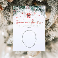 Red Christmas Santa Baby Shower Draw Baby Game