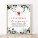 Red Christmas Santa Baby Shower Late Night Diapers Poster<br><div class="desc">The Red Christmas Santa Baby Shower Late Night Diapers Game Signs add a festive, playful touch to your baby shower! Featuring a cheerful red holiday design with Santa elements, these signs invite guests to add humourous notes to late-night diaper changes, bringing a bit of fun and laughter to those sleepless...</div>