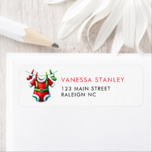 Red Christmas Santa Baby Shower Return Address