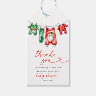 Red Christmas Santa Baby Shower Thank You Gift Tags
