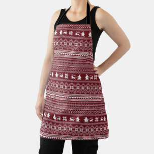 Red Christmas Santa Claus Sweater Pattern Apron
