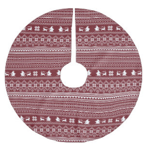 Red Christmas Santa Claus Sweater Pattern Brushed Polyester Tree Skirt