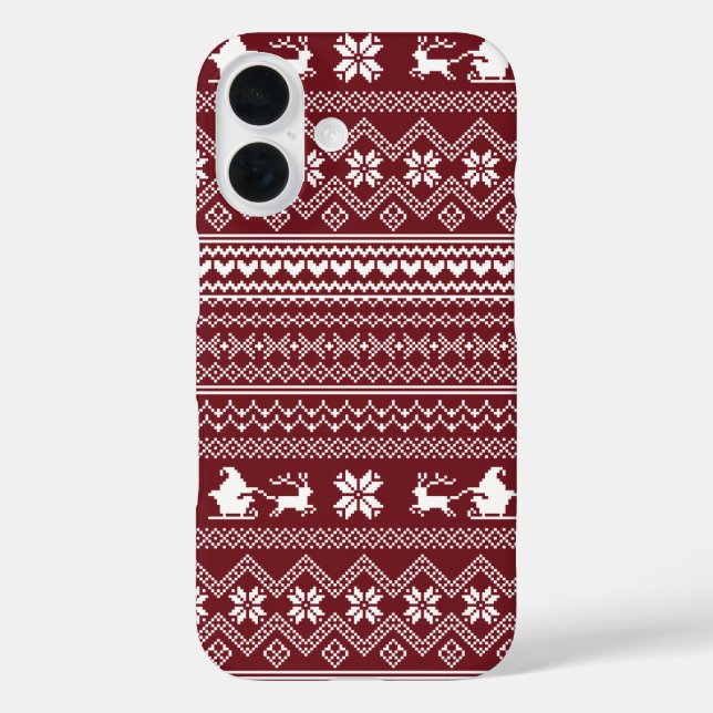 Red Christmas Santa Claus Sweater Pattern Case-Mate iPhone Case (Back)