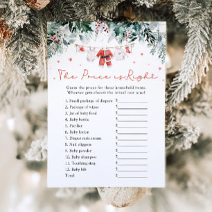 Red Christmas Santa The Price Is Right Baby Shower Invitation