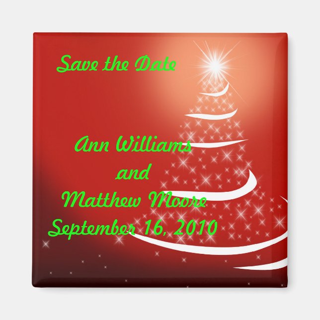 Red Christmas Save the Date Magnet (Front)