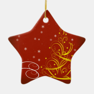 Red Christmas scene Ceramic Tree Decoration