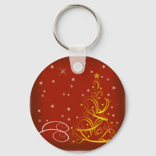Red Christmas scene Key Ring