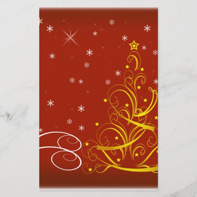 Red Christmas scene Stationery (Front)