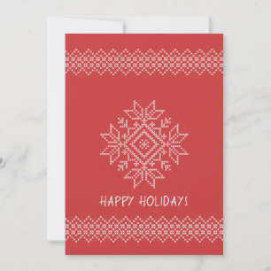 Red christmas season scandinavia snowflake  holiday card
