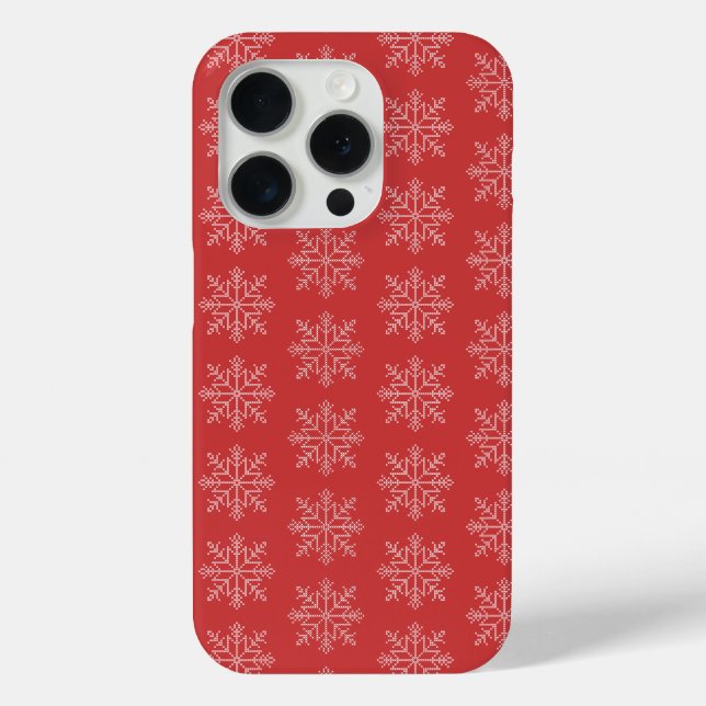 Red christmas seasonal snowflake art  Case-Mate iPhone case (Back)