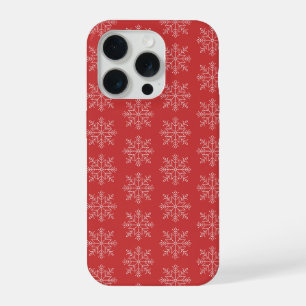 Red christmas seasonal snowflake art iPhone 15 pro case