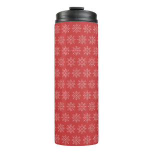 Red christmas seasonal snowflake art thermal tumbler