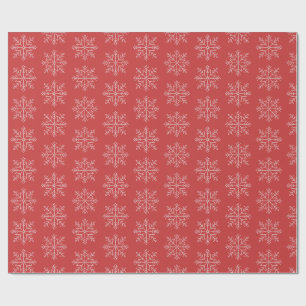 Red christmas seasonal snowflake art wrapping paper