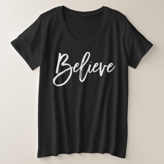 Red Christmas Shirts For Women Plus Size Believe (Design Front)