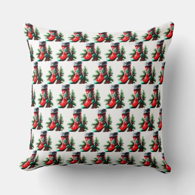 Red Christmas shoe with a Christmas tree Cushion (Front)