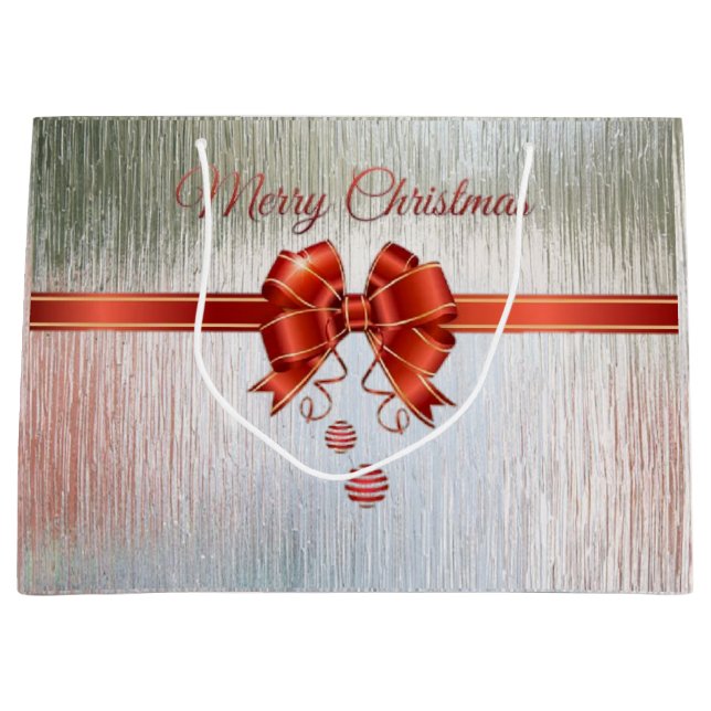 red christmas silver large gift bag (Front)