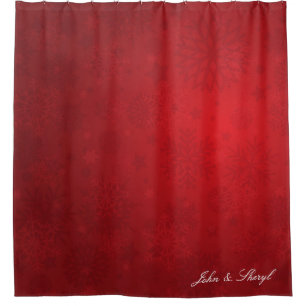 Red Christmas Snowflake and Star Personalized Shower Curtain