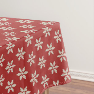 Red Christmas Snowflake Paatern Tablecloth