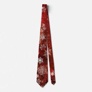 Red Christmas Snowflake Winter Holiday tie
