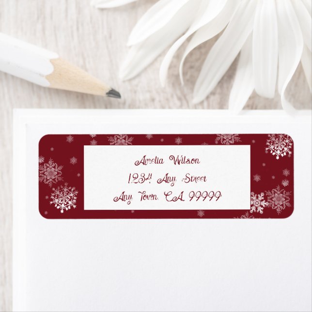 Red Christmas Snowflakes Label (Insitu)