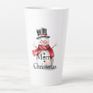 Red Christmas Snowman Latte Mug
