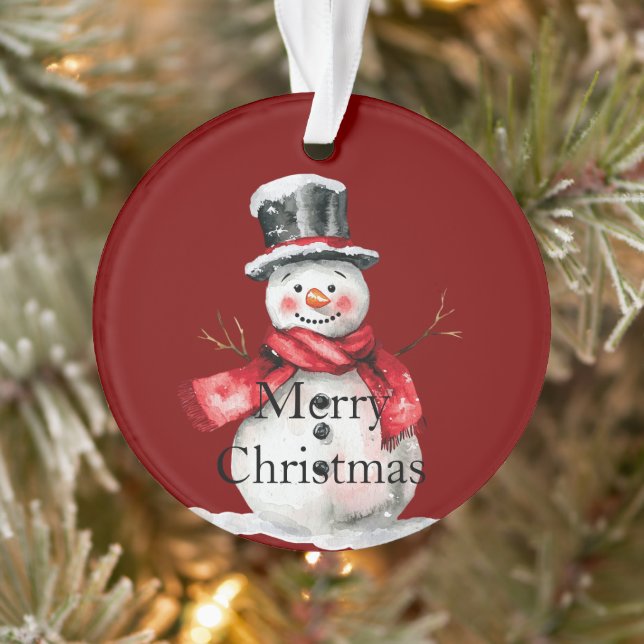 Red Christmas Snowman Santa Ornament (Tree)