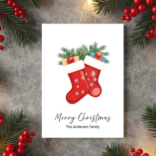 Red Christmas Socks Holiday Greeting Card