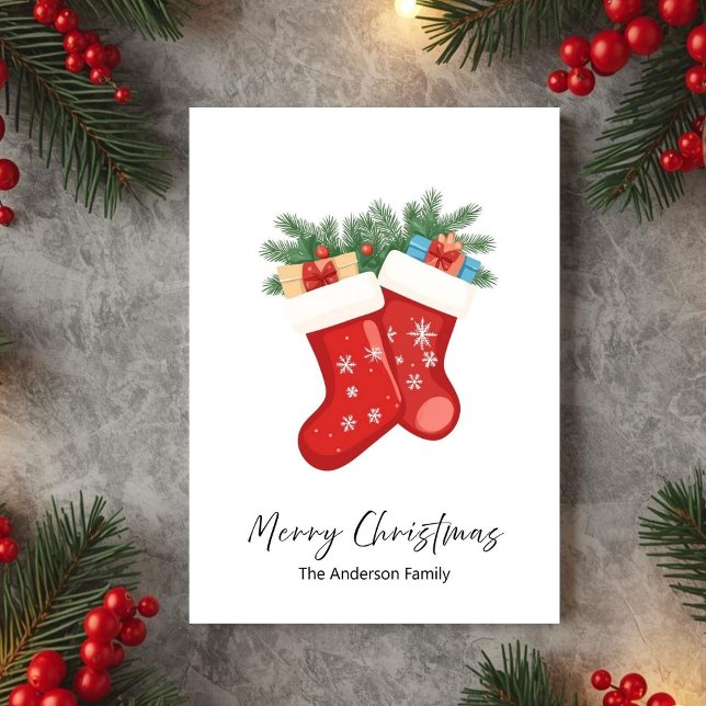 Red Christmas Socks Holiday Greeting Card (Creator Uploaded)