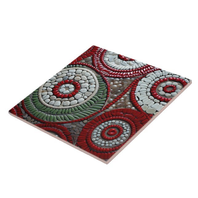 Red Christmas Spiral Pattern Tile (Side)