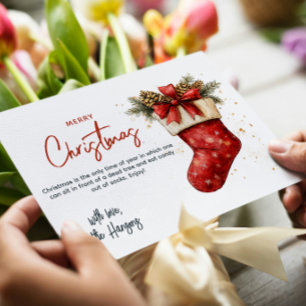 Red Christmas Stocking Merry Christmas Holiday Card