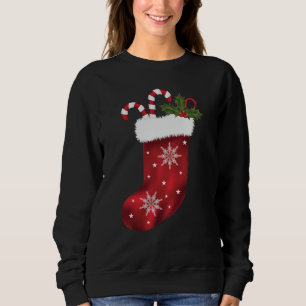 Red Christmas Stocking With Candy Canes And Holly Sweatshirt