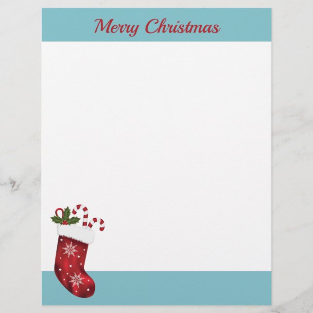 Red Christmas Stocking With Custom Text Letterhead (Front)