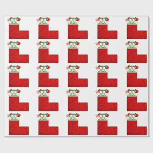 Red Christmas Stocking Wrapping Paper