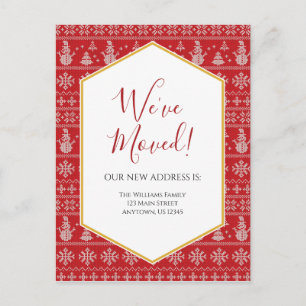 Red Christmas Sweater Moving Announcement Postcard
