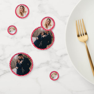 Red Christmas Table Decor Custom Photo Confetti