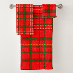 Red Christmas Tartan Plaid Pattern Design  Bath Towel Set