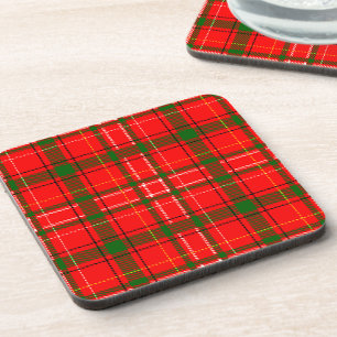 Red Christmas Tartan Plaid Pattern Design  Coaster