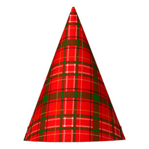 Red Christmas Tartan Plaid Pattern Design  Party Hat