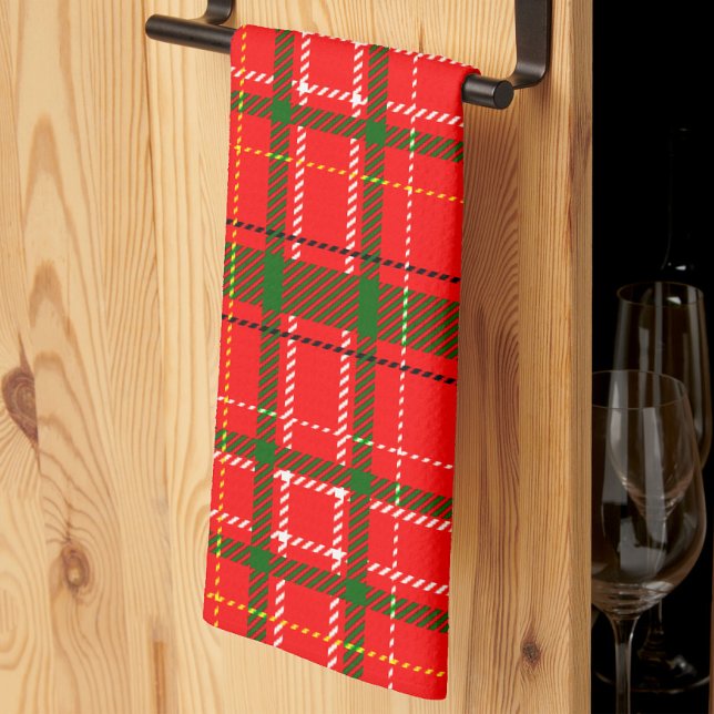 Red Christmas Tartan Plaid Pattern Design  Tea Towel (Creator Uploaded)