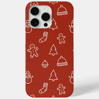Red Christmas texture with festive elements iPhone 15 Pro Max Case