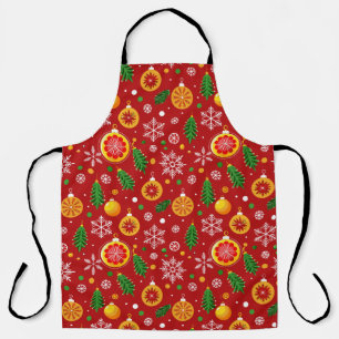 Red Christmas-themed pattern Apron