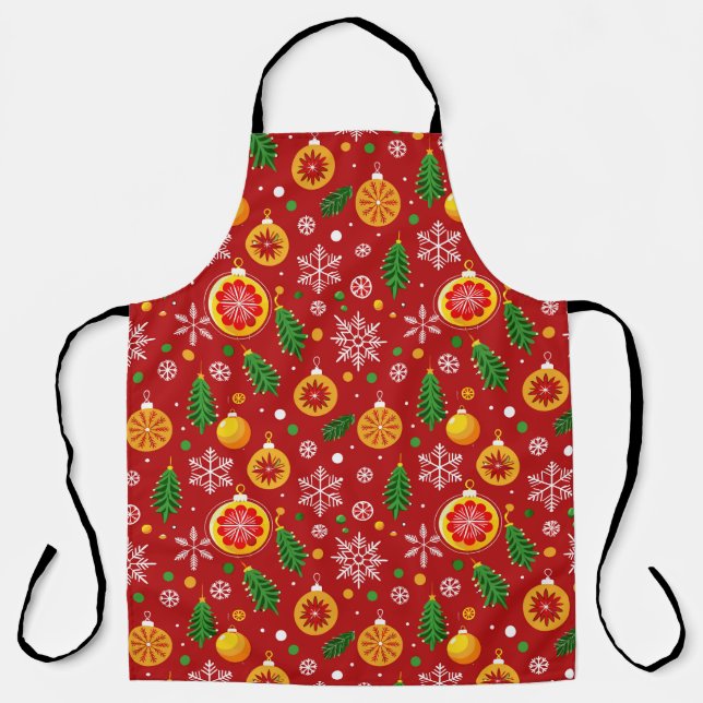 Red Christmas-themed pattern Apron (Front)