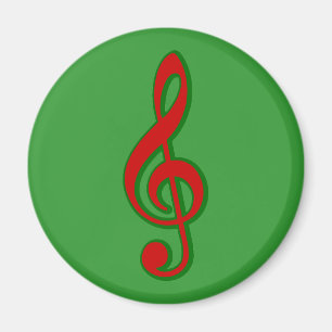 Red Christmas Treble Clef Magnet