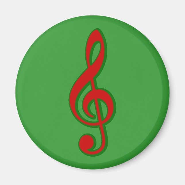 Red Christmas Treble Clef Magnet (Front)