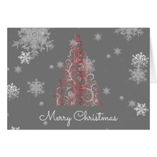 Red Christmas Tree and Snowflakes