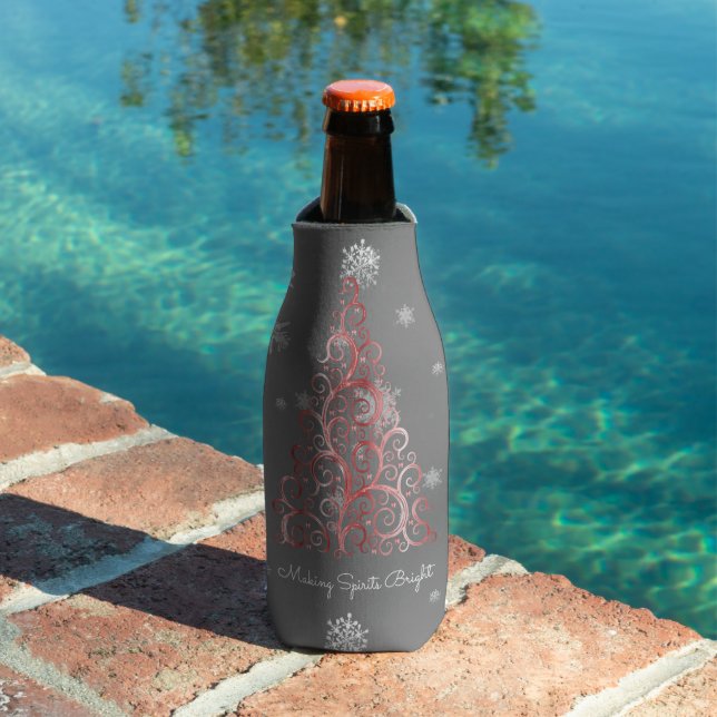 Red Christmas Tree and Snowflakes Bottle Cooler (In Situ Pool)