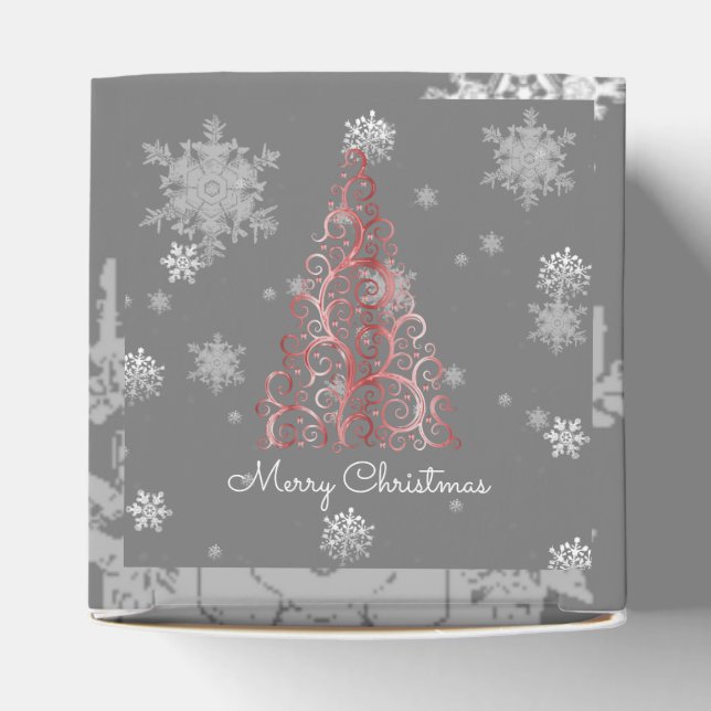 Red Christmas Tree and Snowflakes Favour Box (Top)