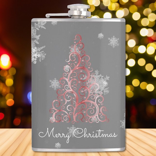 Red Christmas Tree and Snowflakes Flask (Red Christmas Tree and Snowflakes Flask)